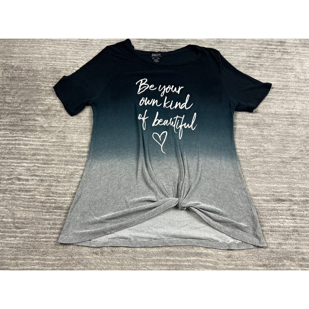 Joei & I T-Shirt Womens S Black Grey Ombre Graphic Knot Front BSN20R4-529QS